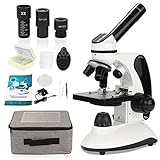 Microscopio para Niños 40X-2000X Microscopio Profesional, con Adaptador de Teléfono, Juego de Portaobjetos de Microscopio para Laboratorio Escolar, Hogar, Investigación Científica Biológica