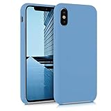 kwmobile Carcasa Compatible con Apple iPhone X Funda - Case TPU y Silicona antigolpes - Apto Carga inalámbrica - Azul Vintage