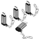 EasyULT Adaptador USB C a Micro USB 4 Pack, Adaptador USB C Hembra a Micro USB Macho para Transferir Dato Rápido, para Galaxy S7/S7 Edge/S6/J7/J3, Huawei P Smart/P8 Lite/P9 Lite/P10 Lite-Gris