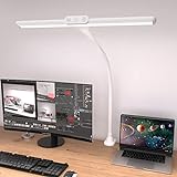 Hokone Lámpara de Escritorio LED Abrazadera 9W con 5 modos de color regulables y 5 brillo, Función de temporización, Control Tactil para Trabajo, Estudio, Hogar, Oficina,Blanco