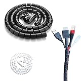 Organizador Cables, Tubo Espiral Flexible, Guía Pasacables, Protector Cubre Cables para Escritorio Universal 8 mm x 1,5 Metros. (Negro)