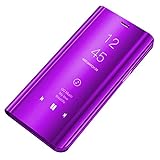 Bakicey Funda para Galaxy S7 Edge, Galaxy S7 de piel con espejo, funda con tapa para Samsung S7 Edge con función atril Color lila. Talla única
