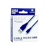FRTEC - Cable de carga Micro USB A USB, Color Azul, compatible con el mando Dualshock de Playstation 4