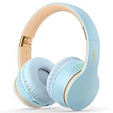 sunvito Auriculares inalámbricos Bluetooth 5.3 - con micrófono y Reproductor de MP3, Radio FM, inalámbrico y Auriculares cableados, Auriculares Over Ear (Cielo Azul)