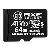 AXE Tarjeta de memoria microSDXC de 64 GB + adaptador SD con rendimiento de aplicación A1, V30 UHS-I U3 4K