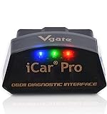 Vgate iCar Pro OBD2 Bluetooth 4.0 Diagnóstico de automóvil Lector de código de Falla de Motor automotriz V 2.3 para Sistema Android/iOS, Compatible con App Torque, OBD Car Doctor