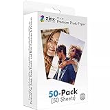 Zink Papel fotográfico instantáneo de 5 x 7,6 cm (50 unidades) compatible con cámaras y impresoras Polaroid Snap, Snap Touch, Zip y Mint, Color Blanco