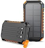 Cargador Solar Riapow Power Bank - 27000mAh USB C Power Bank Solar con 3 Cables Cargador Portátil y 3 Puertos para Smartphones, Tabletas