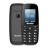 iCreation C10 - Teléfono móvil básico Negro con Pantalla de 1,8”, batería 800mAh, tamaño Compacto y Ligero (73g), Muy fácil de Usar, vibración, Bluetooth y Dual SIM