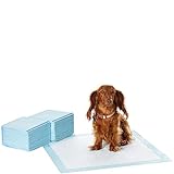 Amazon Basics Almohadillas de adiestramiento de perros y cachorros, diseño de 5 capas a prueba de fugas con superficie de secado rápido, regular, 50 unidades, Azul