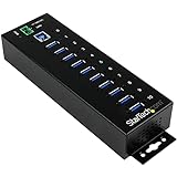 StarTech.com Hub Industrial de 10 Puertos USB 3.0 - Ladrón Concentrador USB-A con Protección Antiestática ESD y Protección de Picos - de Montaje en Carril DIN Pared o Escritorio - Hub TAA (ST1030USBM)