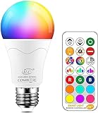 iLC Bombillas LED Colores RGBW 85W Equivalente, Regulable Cambio de Color Edison 12W E27 - Control remoto Incluido