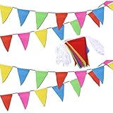 40 metros 80 Banderines Triangulares Bunting Banner Banners Multicolores para bodas Fiestas de Cumpleaños Jardín Marca Apertura Decoraciones para el hogar