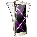 SDTEK Funda Compatible con Samsung Galaxy S6 Edge, 360 Grados Cobertura Total Silicona Transparente Cover Case