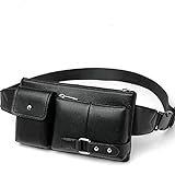 DFV mobile - Bag Fanny Pack Leather Waist Shoulder Bag for Ebook, Tablet and for MEIZU M5 Note (MEIZU MEILAN Note 2016) - Black
