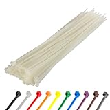Gocableties - Bridas plastico blancas para cables - 100 Piezas - 300 mm x 4,8 mm - Resistentes a los rayos
