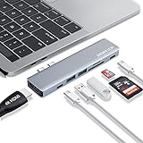 7 en 2 Hub USB C para MacBook Pro MacBook Air, DEMKICO Adaptador Macbook Pro con HDMI 4K, Puerto USB 3.0 & USB 2.0, Lector de Tarjetas SD/TF, Thunderbolt 3 (87W PD) y Puerto USB C Hembra