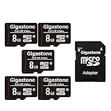 Gigastone 8GB Tarjeta de Memoria Micro SD, Paquete de 5, Video Full HD, Cámara de Acción, Cámara de Vigilancia y Seguridad, Drone Professional, 80 MB/s Micro SDHC UHS-I U1 Clase 10