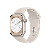 Apple Watch Series 8 (GPS, 41mm) Reloj Inteligente con Caja de Aluminio en Blanco Estrella - Correa Deportiva Blanco Estrella - Talla única. Monitor de entreno, Resistencia alagua