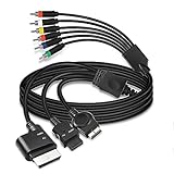 XMSJSIY El componente Ps2 Ps3 RCA av HDTV cable es compatible con Xbox 360 / Wii RCA YPbPr audio and Video Adapter cable Converter a HDTV edtv 3 en 1-1,8m