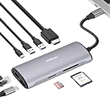2BSON 8 en 1 USB C Hub Multiport Adapter Dual HDMI USB C Docking Station con 4K HDMI+RJ45 Ethernet USB 3.1 y 100W PD para MacBook, DELL, Surface
