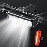 Luces Bicicleta Delantera y Trasera, UNBON Luz Bicicleta LED Potente Recargable USB 5 Modos Impermeable IPX5 Luz Delantera Trasera para Bicicleta MTB