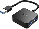 ICZI Hub USB 3.0 de 4 Puertos USB 3.0 , Adaptador USB 3.0 con Conector Niquelado de Alta Velocidade de Transmisión - Negro
