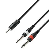 Adam Hall Cables 3 STAR YWPP 0300 - Cable de Audio de Minijack 3,5 mm estéreo a 2 Jacks 6,3 mm mono 3 m