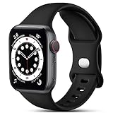CeMiKa Compatible con Apple Watch Correa 38mm 40mm 41mm 42mm 44mm 45mm 49mm, Deportivas de Silicona Correas de Repuesto para iWatch Series 8 7 6 5 4 3 2 1 SE Ultra, 38mm/40mm/41mm-S/M, Negro