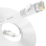 Nixsto Cable Ethernet 5 metros, Cable de red Cat 6 alta Velocidad, Cable Internet plano con conector Rj45 para módem Rúter Switch PS4, PS5,Compatible con el Cable Lan Cat 7/Cat 8, Blanco