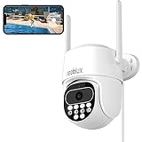 1080P Camara Vigilancia WiFi Exterior, Reobiux Cámara IP Vigilancia con Visión Nocturna en Color, Seguimiento Automático, Alarma de Luz y Sonido, Grabación Continua, Audio Bidireccional, IP66
