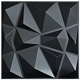 Art3d 12 piezas Paneles de pared 3D diamante 50 x 50 cm, PVC de alta rigidez, indeformable, reciclable, impermeable, resistente al calor, inodoro, negro, 3㎡
