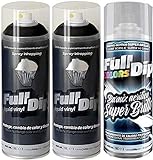 AutoFullCar - Pack 3 Full Dip 2 Spray Negro + 1 Spray Barniz Brillo DE Acabado Resistente