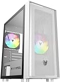 Oversteel - Aeris Caja Pc Gaming Compatible con Placas Micro ATX e ITX, 2 Ventiladores 120mm RGB Incluidos, Frontal Mallado, 2 Filtros Antipolvo, Cristal Lateral Templado, USB 3.0, Color Blanco