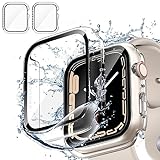 unnderwiss [2 Piezas] Transparente Fundas Apple Watch Serie 6 / SE/Series 5 / Serie 4 44mm con Protector de Pantalla Cristal Templado,HD Anti-Choque Cobertura Completa Carcasa para iWatch