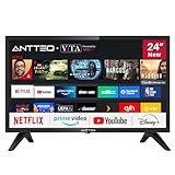 Antteq AV24H3 Smart TV 24 Pulgadas (60 cm) Televisores - Netflix, Prime Video, Rakuten TV, Disney+, Youtube, UVM, WiFi, Triple-Tuner DVB-T2 / S2 / C