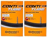 Continental Pack 2 cámaras Road 28 Wide, 700c 25-32, válvula Presta (Fina), 42 mm, Unisex Adulto, Negro, [25-622 a 32-630]