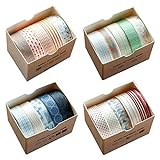Juego de rollos de cinta adhesiva Washi en cuatro temas,20 unidades de 10 mm x 5 metros de cinta decorativa para manualidades, para álbumes de recortes, envolver regalos, bricolaje