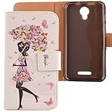 LANKASHI Umbrella Girl Design PU Flip Billetera Funda De Carcasa Cuero Case Protective Cover Piel para Alcatel One Touch Pixi 4 5010D 5'