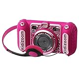 VTech - Kidizoom DUO DX, cámara de fotos para niños, vídeos, filtros, reproductor de música, juegos, USB, control parental, versión ESP, color rosa (3480-520057)