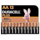 Duracell Plus pilas AA (pack de 12) - Alcalinas 1,5 V - Hasta 100 % de extra duración - Fiabilidad para dispositivos cotidianos - Embalaje sin plástico - 10 Años de almacenamiento - LR6 MN1500