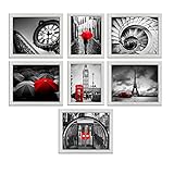 Pack de 7 láminas FOTOGRAFÍAS LONDRES PARÍS | Rojo y negro | Láminas para enmarcar | Marco no incluido | Impresión OFFSET | Papel 200 gramos | Tamaño 30x40 cm | Fabricado en España | Serie limitada