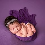ZUMUii Butterme Bebé Recién Nacido Soft Stretchy Envuelto De Punto Bebé Foto Fotografía Accesorios(Deep Purple)