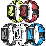 Dirrelo 5 Pack Correas 44mm 45mm 42mm 49mm, Deportiva Suave Transpirable Silicona Pulsera para iWatch/Apple Watch Series 9/8/7/SE/Ultra 2/6/5/4/3/2/1, Colore Scuro A