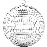 Bola de discoteca con anillo para colgar, bola de purpurina actualizada de 200 mm, ideal para fiestas o dj danza luz efecto Navidad foto accesorios