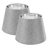 Navaris Pantallas de lámpara gris y plata - Set de 2x Pantalla redonda estilo vintage para lámparas de mesa salón dormitorio - Portalámparas E27