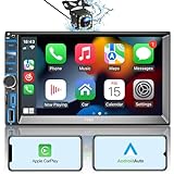 RDS Autoradio 2 DIN Compatible con Apple Carplay y Android Auto,Pantalla Táctil LCD con Bluetooth 5.2,Reproductor MP5 con AMFM,Cámara de Respaldo,AV IN/Carga/USB,SWC Radio