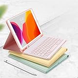 Funda con teclado para iPad Air 2 Pro de 9.7 pulgadas, teclado de color bonito, funda desmontable con teclado Bluetooth con soporte para lápiz para iPad 6, iPad 5 (iPad 9.7 pulgadas, rosa)