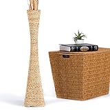 LEEWADEE jarrón Grande para el Suelo – Florero Alto y Hecho a Mano de bambú y Rafia, Recipiente de pie para Ramas Decorativas, 70 cm, Color Natural