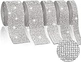 Ticeed 5 Rollos de Cinta Adhesiva Decorativa de Cristal Diamante Cintas de Diamantes de Imitación Plata, Adhesivos Decorativos de Strass para Ropa, Mochilas, Fundas de Móviles Decoración de Strass